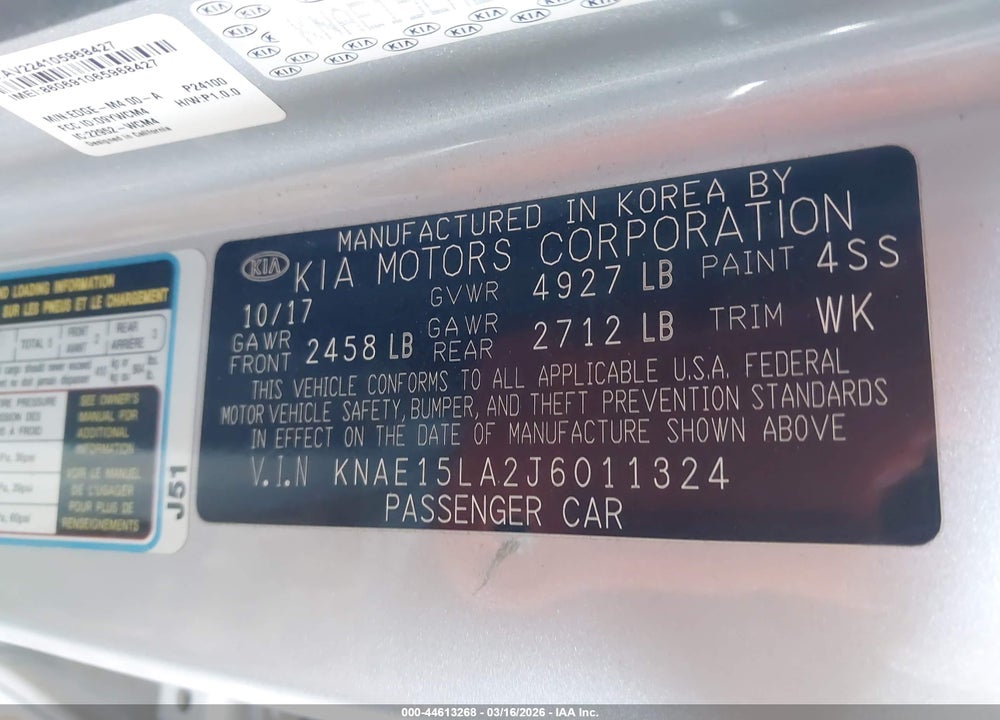 2018 KIA STINGER VIN: KNAE15LA2J6011324