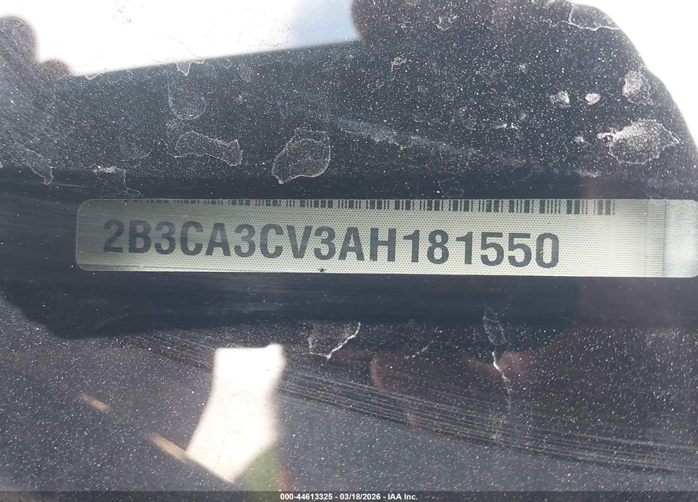 2010 DODGE CHARGER SXT VIN: 2B3CA3CV3AH181550