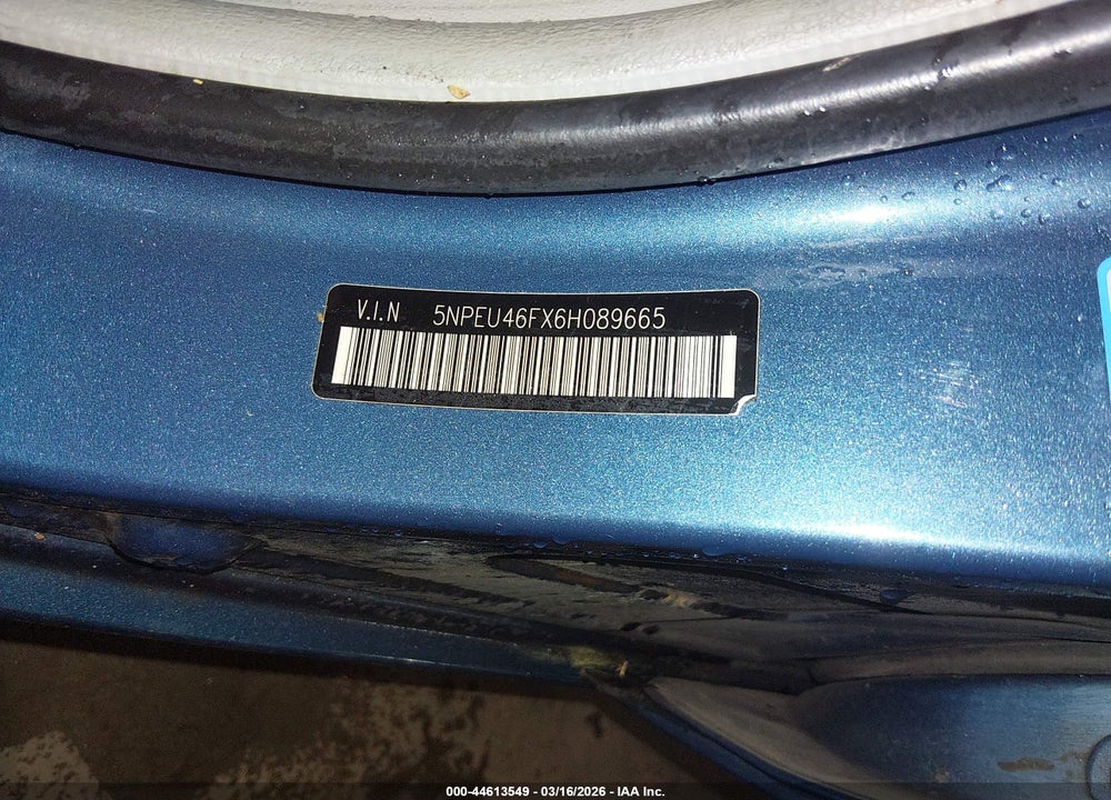 2006 HYUNDAI SONATA GLS V6/LX V6 VIN: 5NPEU46FX6H089665