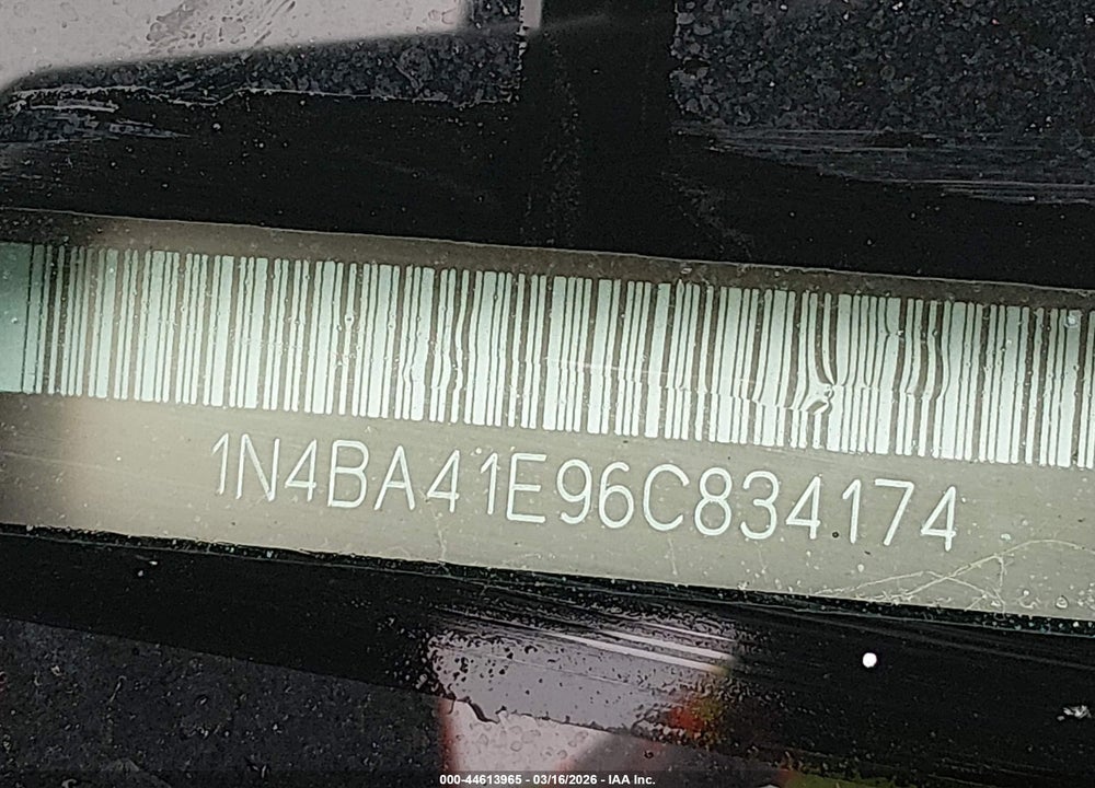 2006 NISSAN MAXIMA 3.5 SE VIN: 1N4BA41E96C834174