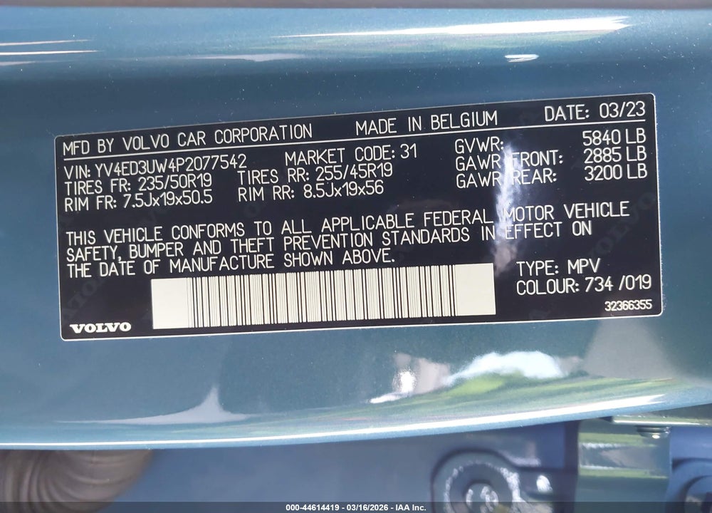 2023 VOLVO XC40 RECHARGE PURE ELECTRIC TWIN PLUS VIN: YV4ED3UW4P2077542