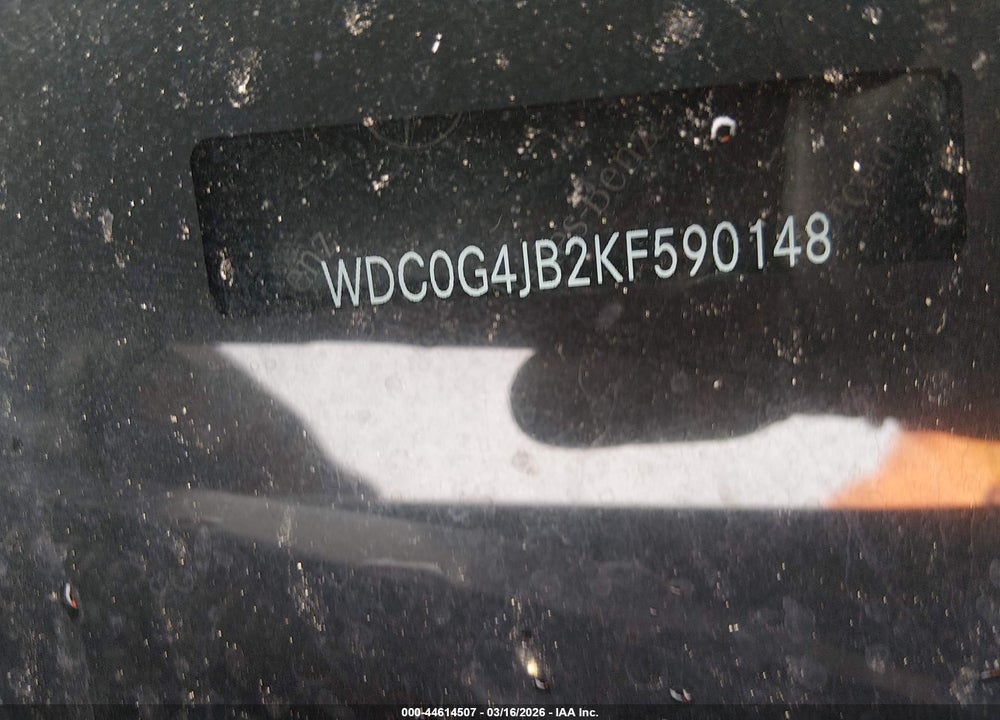 2019 MERCEDES-BENZ GLC 300 VIN: WDC0G4JB2KF590148