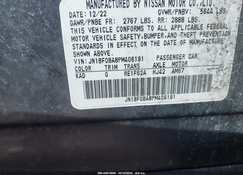 2023 NISSAN ARIYA EVOLVE+ VIN: JN1BF0BA8PM406191
