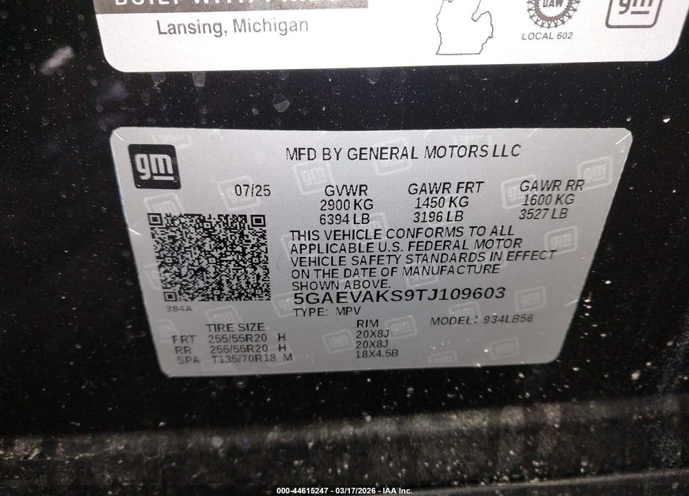 2026 BUICK ENCLAVE PREFERRED VIN: 5GAEVAKS9TJ109603