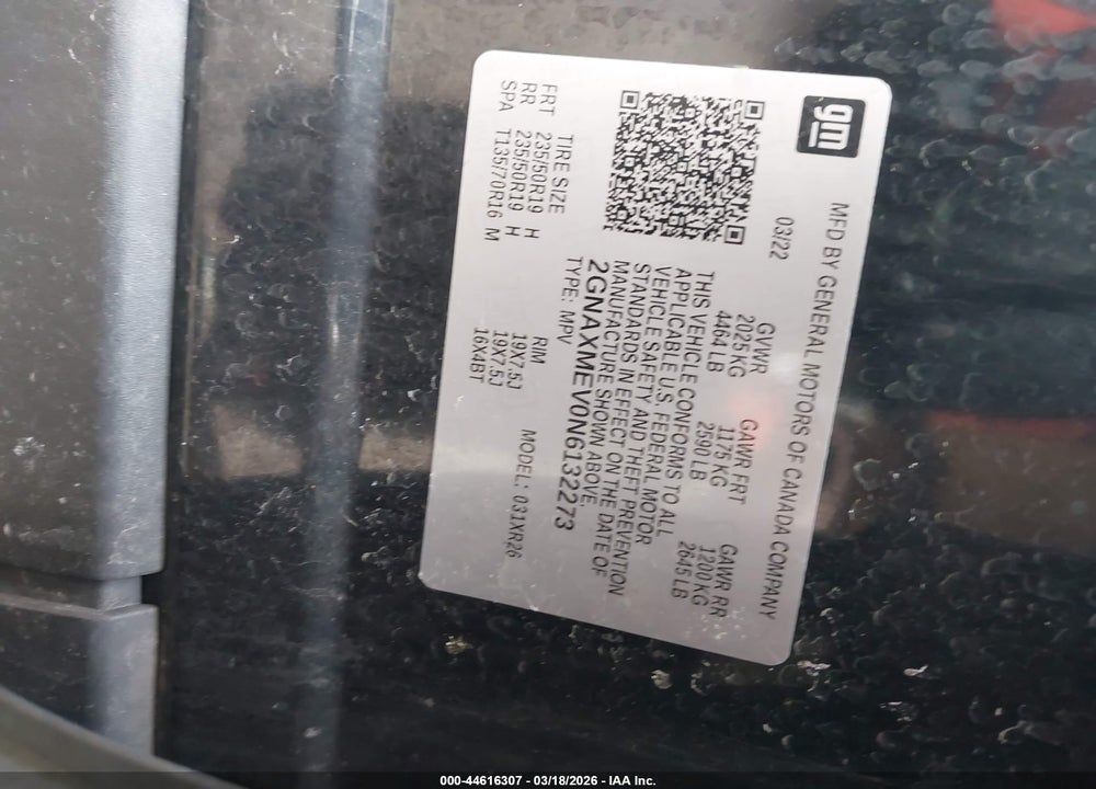 2022 CHEVROLET EQUINOX FWD RS VIN: 2GNAXMEV0N6132273