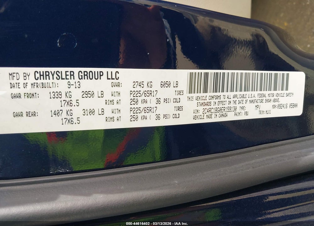2014 CHRYSLER TOWN & COUNTRY TOURING VIN: 2C4RC1BG0ER159130