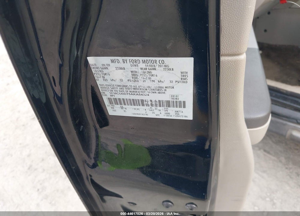 2010 FORD ESCAPE XLT VIN: 1FMCU0D75AKA54324