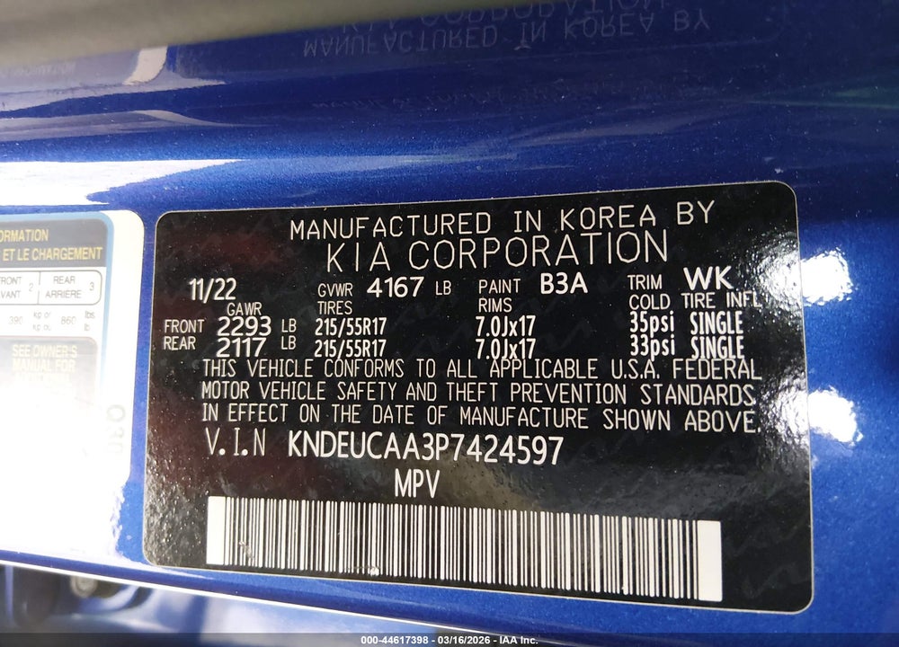 2023 KIA SELTOS S VIN: KNDEUCAA3P7424597