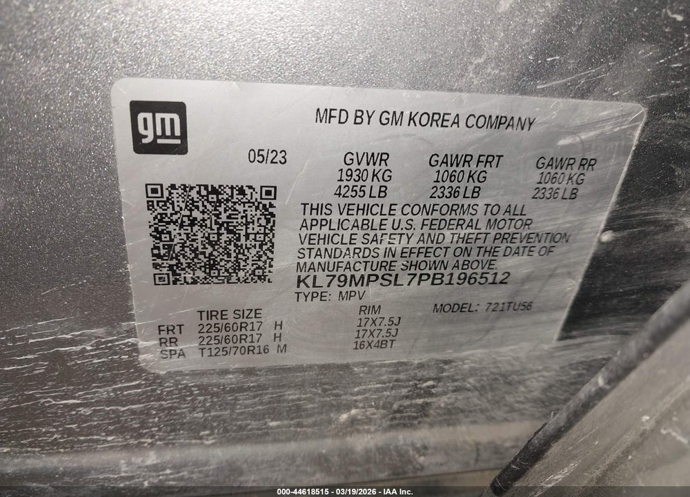 2023 CHEVROLET TRAILBLAZER FWD LT VIN: KL79MPSL7PB196512