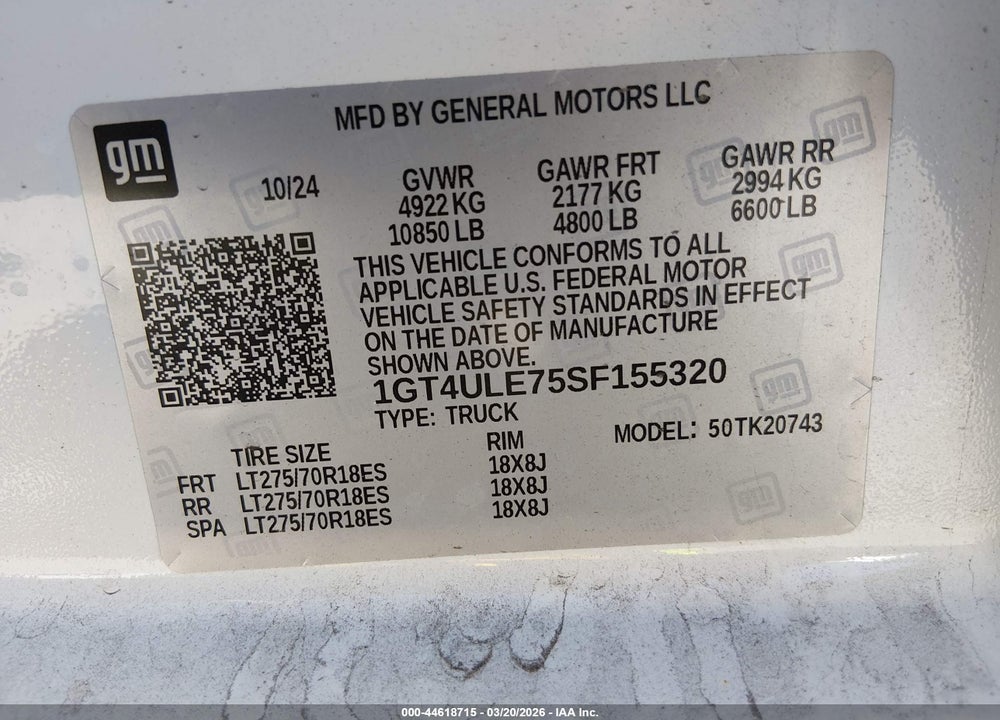 2025 GMC SIERRA 2500HD 4WD  STANDARD BED PRO VIN: 1GT4ULE75SF155320