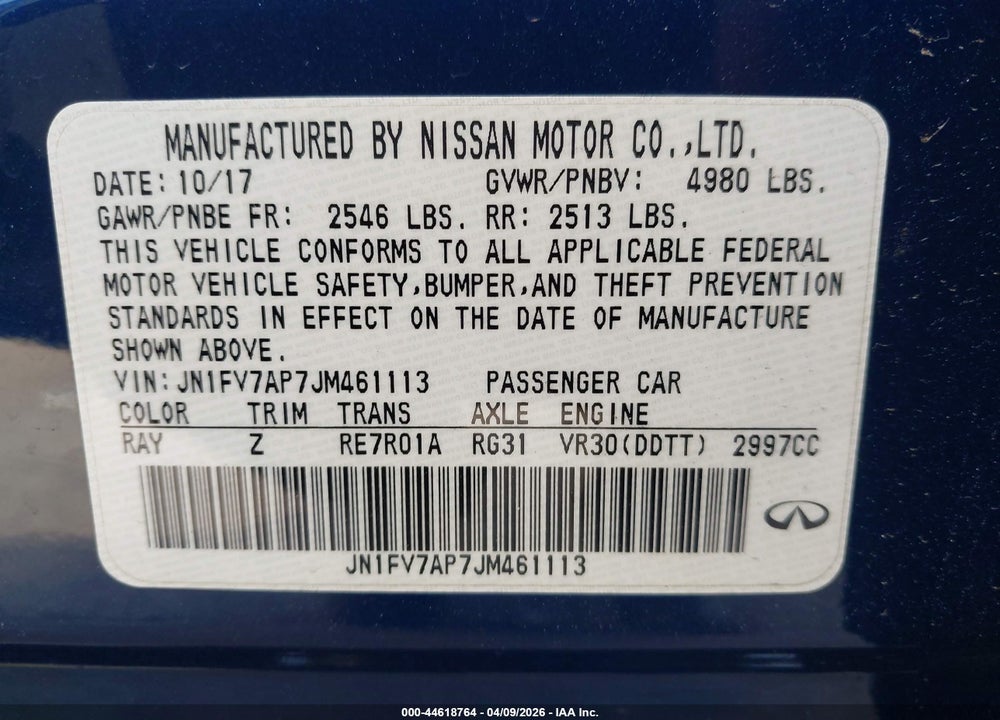 2018 INFINITI Q50 3.0T RED SPORT 400 VIN: JN1FV7AP7JM461113
