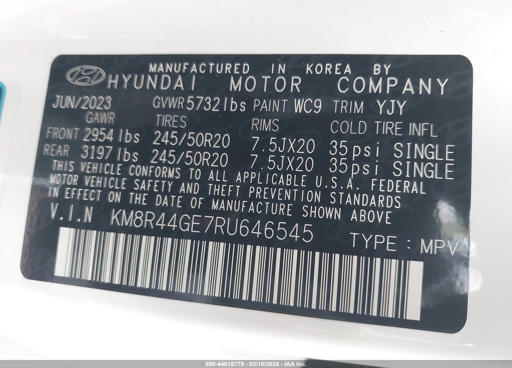 2024 HYUNDAI PALISADE SEL VIN: KM8R44GE7RU646545