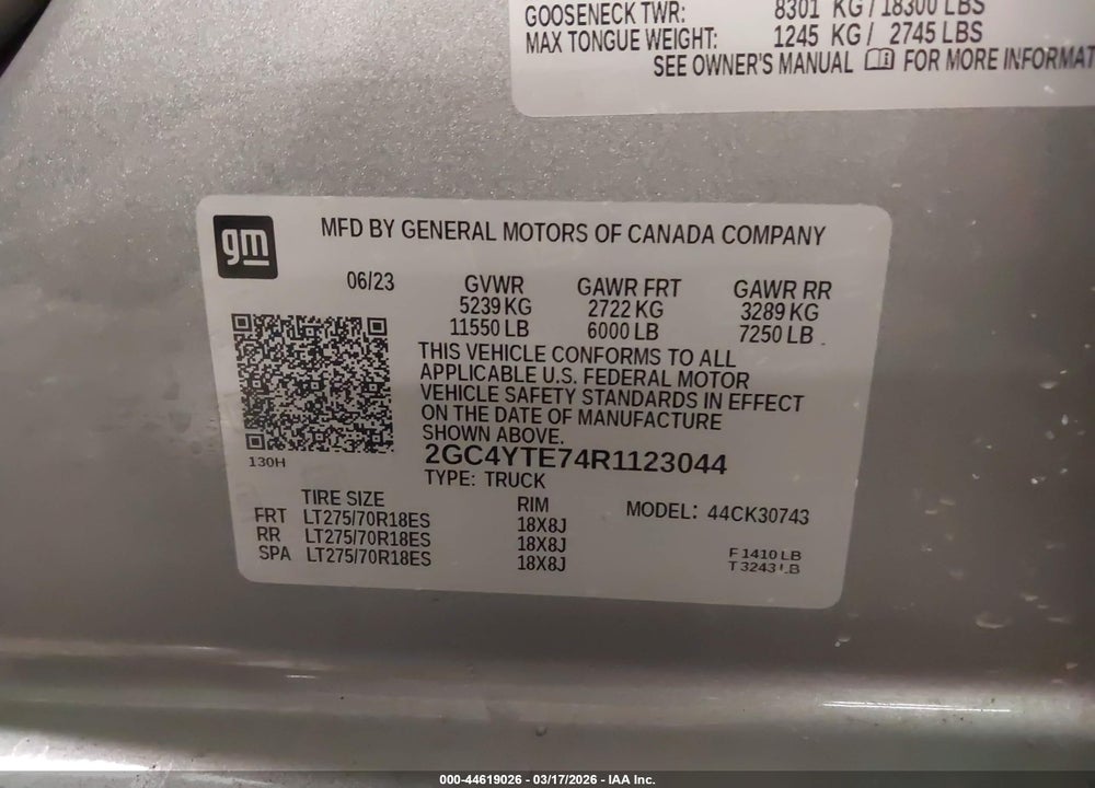 2024 CHEVROLET SILVERADO 3500HD 4WD  STANDARD BED LT VIN: 2GC4YTE74R1123044