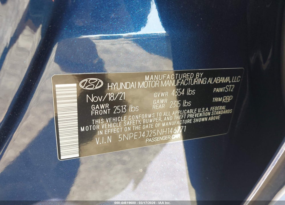 2022 HYUNDAI SONATA SEL PLUS VIN: 5NPEJ4J25NH146771