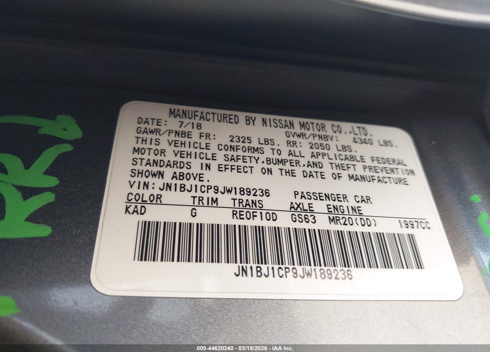 2018 NISSAN ROGUE SPORT S VIN: JN1BJ1CP9JW189236