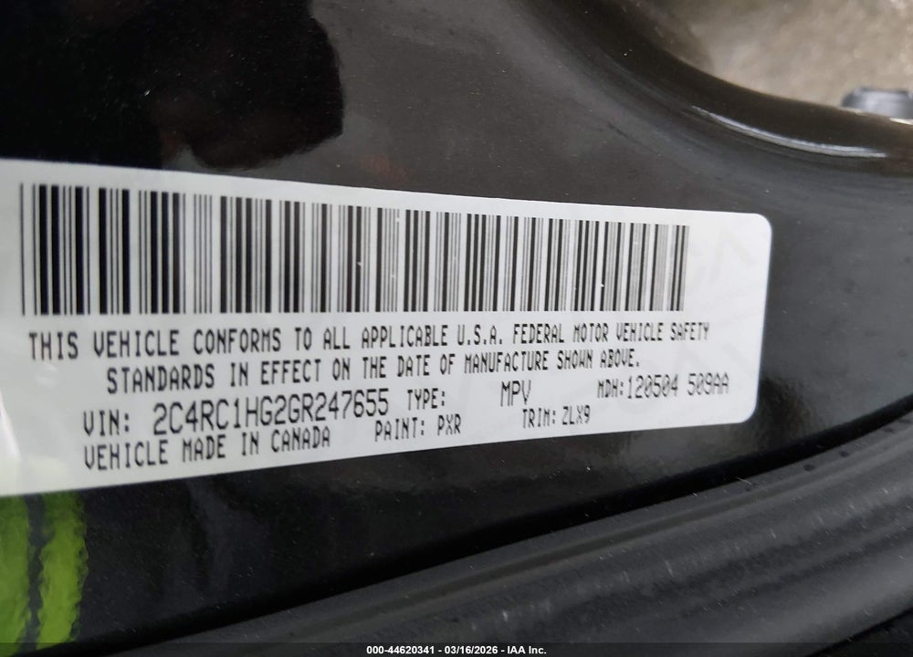 2016 CHRYSLER TOWN & COUNTRY S VIN: 2C4RC1HG2GR247655