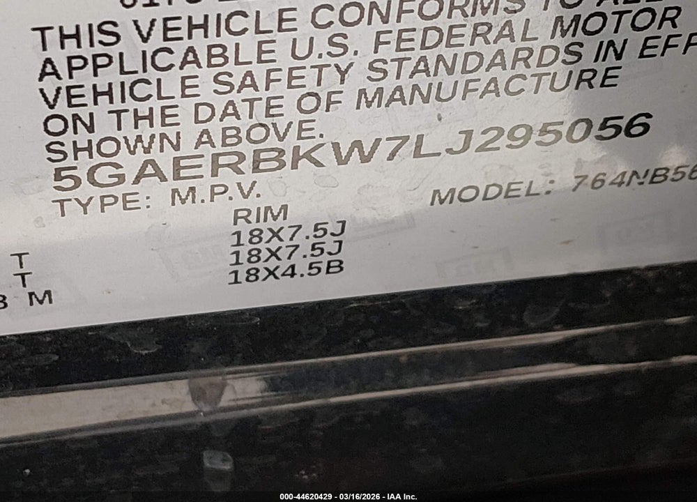 2020 BUICK ENCLAVE ESSENCE VIN: 5GAERBKW7LJ295056