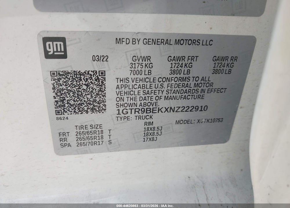 2022 GMC SIERRA 1500 LIMITED 4WD  STANDARD BOX SLE VIN: 1GTR9BEKXNZ222910
