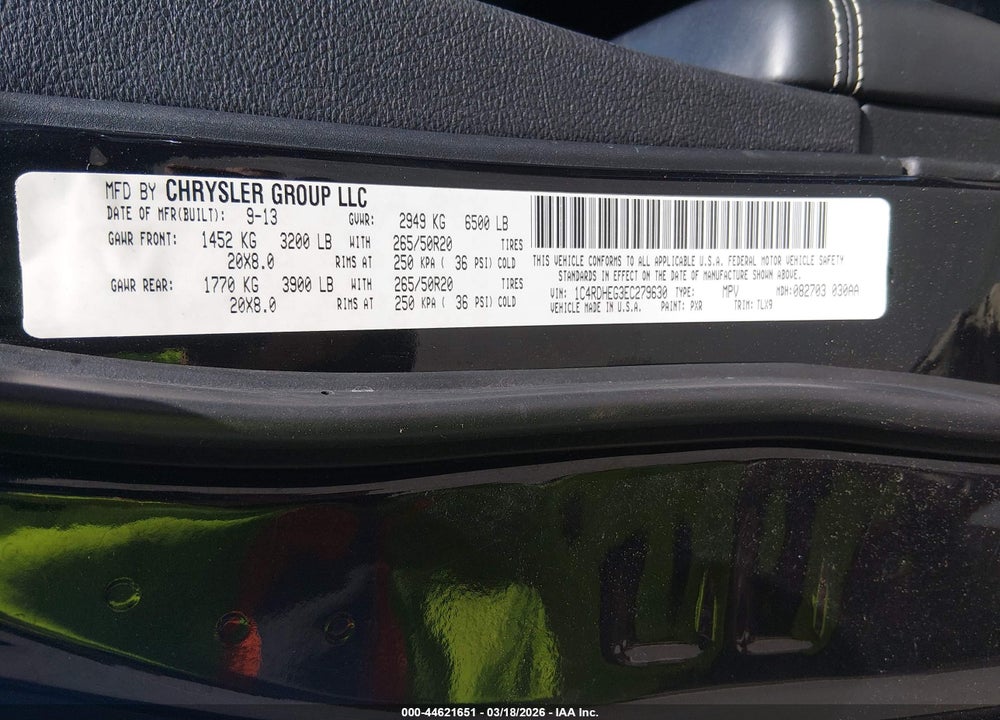 2014 DODGE DURANGO CITADEL VIN: 1C4RDHEG3EC279630