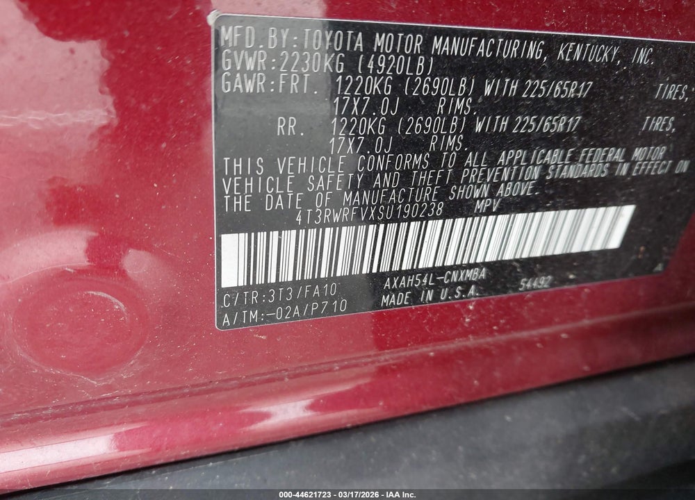 2025 TOYOTA RAV4 HYBRID XLE VIN: 4T3RWRFVXSU190238