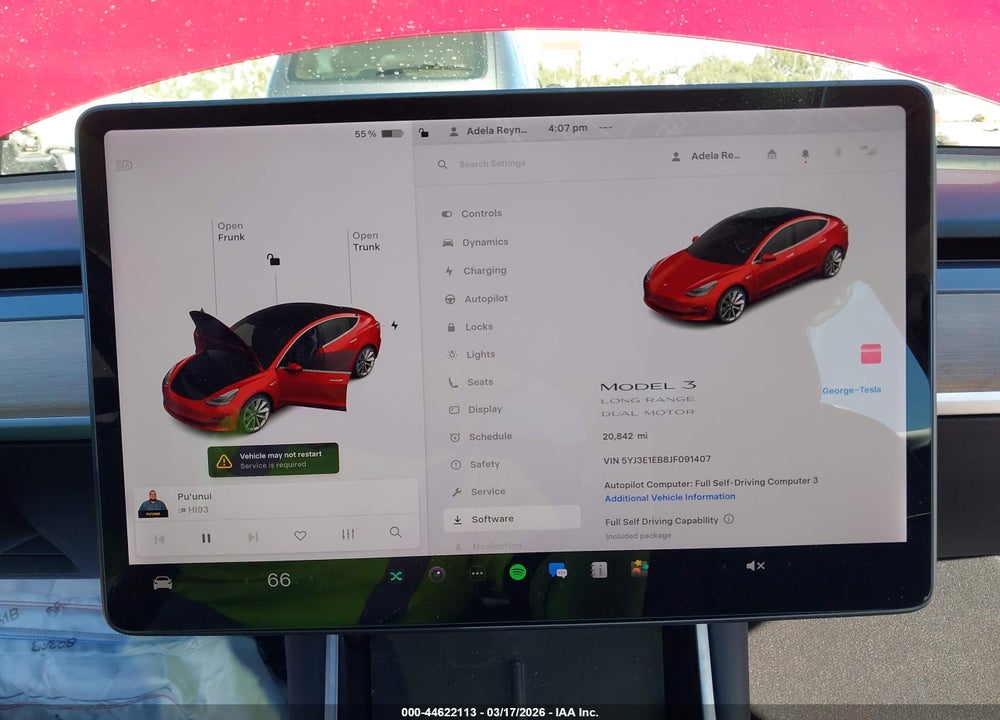 2018 TESLA MODEL 3 LONG RANGE/PERFORMANCE VIN: 5YJ3E1EB8JF091407