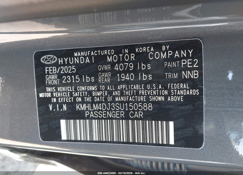 2025 HYUNDAI ELANTRA HYBRID BLUE VIN: KMHLM4DJ3SU150588