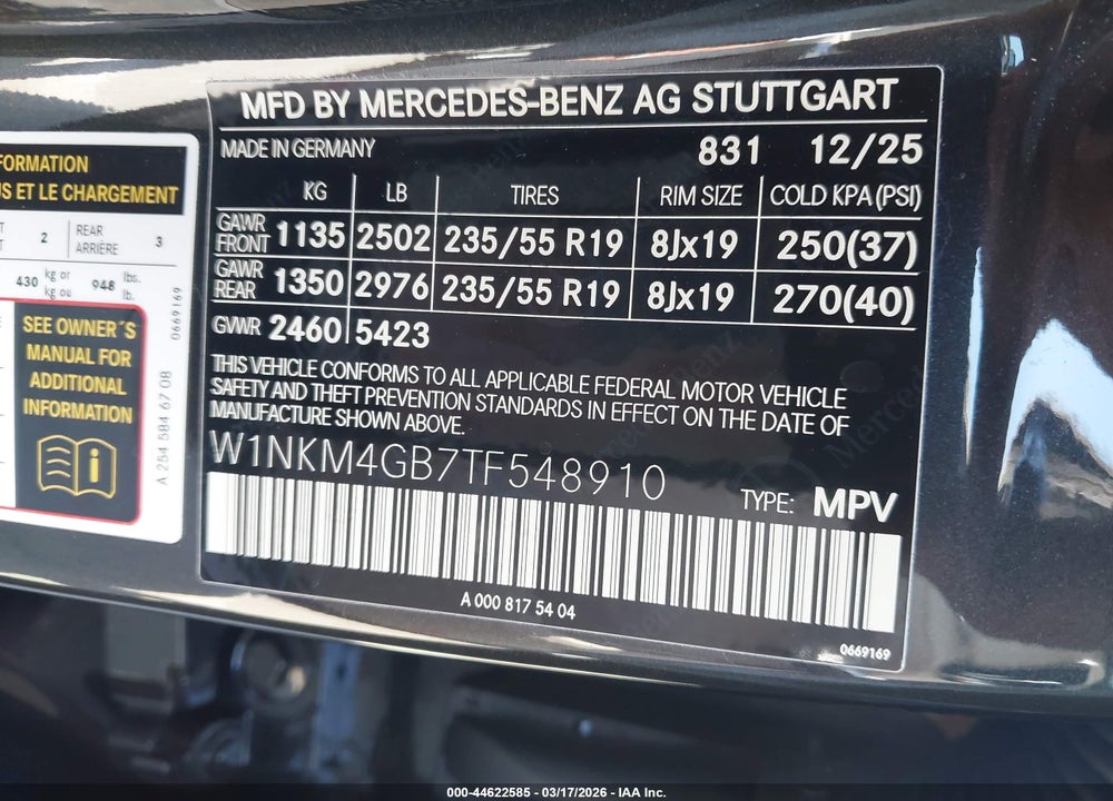 2026 MERCEDES-BENZ GLC 300 VIN: W1NKM4GB7TF548910