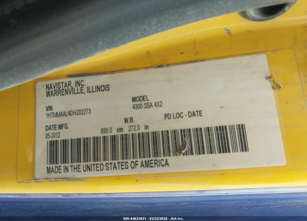 2013 INTERNATIONAL 4000 4300 VIN: 1HTMMAAL4DH202273