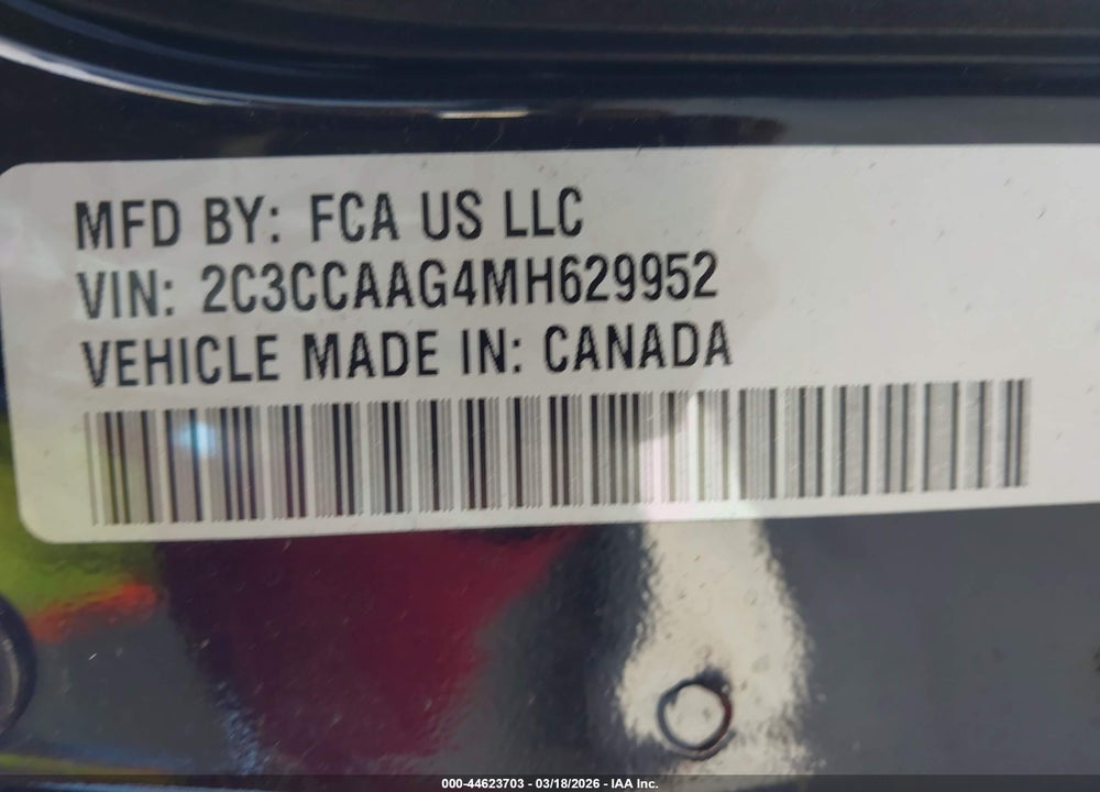 2021 CHRYSLER 300 TOURING VIN: 2C3CCAAG4MH629952