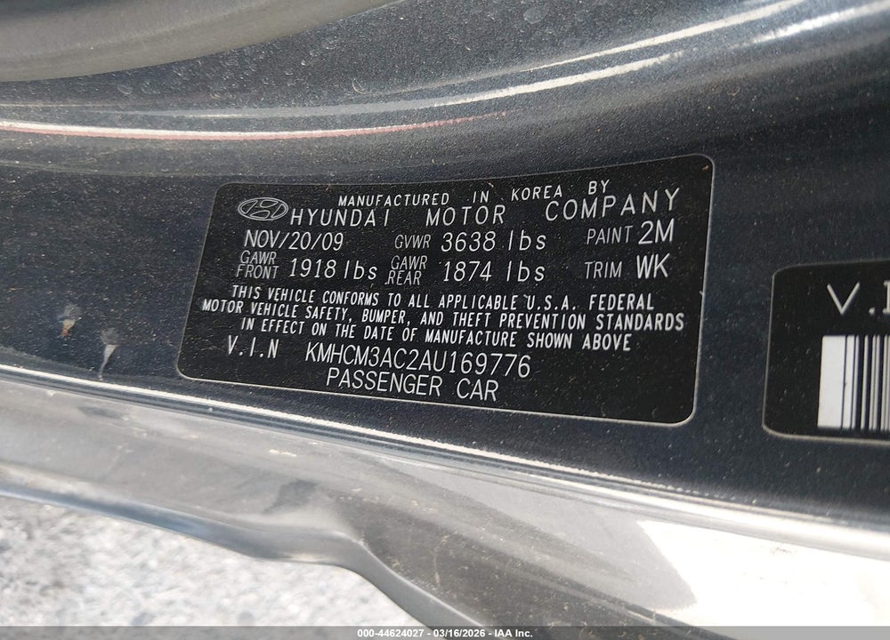 2010 HYUNDAI ACCENT GS VIN: KMHCM3AC2AU169776