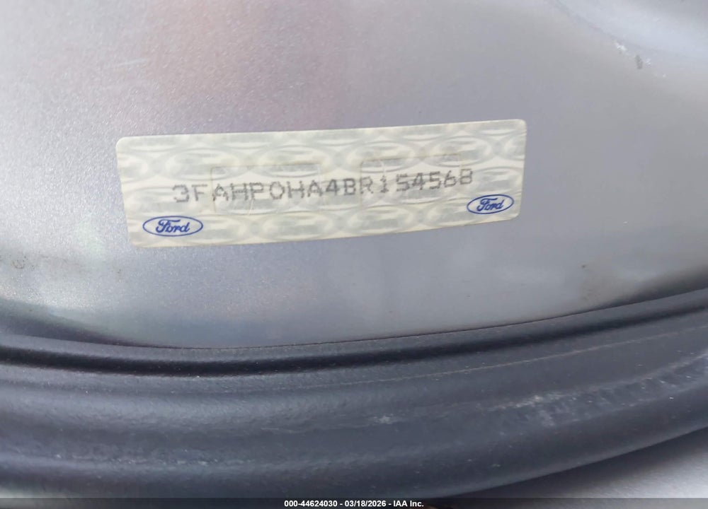 2011 FORD FUSION SE VIN: 3FAHP0HA4BR154568