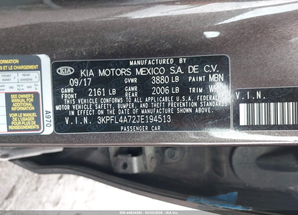 2018 KIA FORTE LX VIN: 3KPFL4A72JE194513