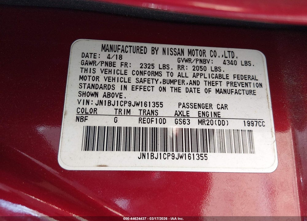 2018 NISSAN ROGUE SPORT S VIN: JN1BJ1CP9JW161355