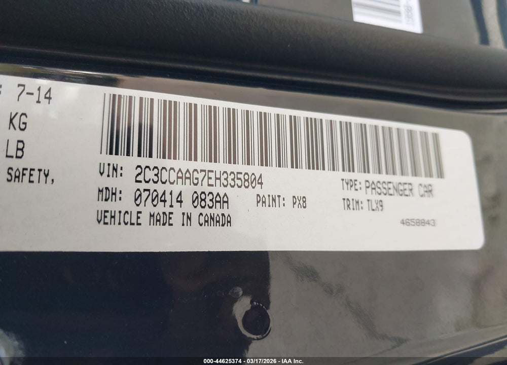 2014 CHRYSLER 300 VIN: 2C3CCAAG7EH335804