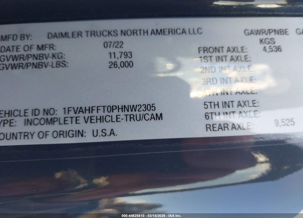 2023 FREIGHTLINER M2 112 VIN: 1FVAHFFT0PHNW2305