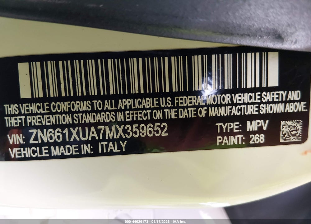 2021 MASERATI LEVANTE VIN: ZN661XUA7MX359652
