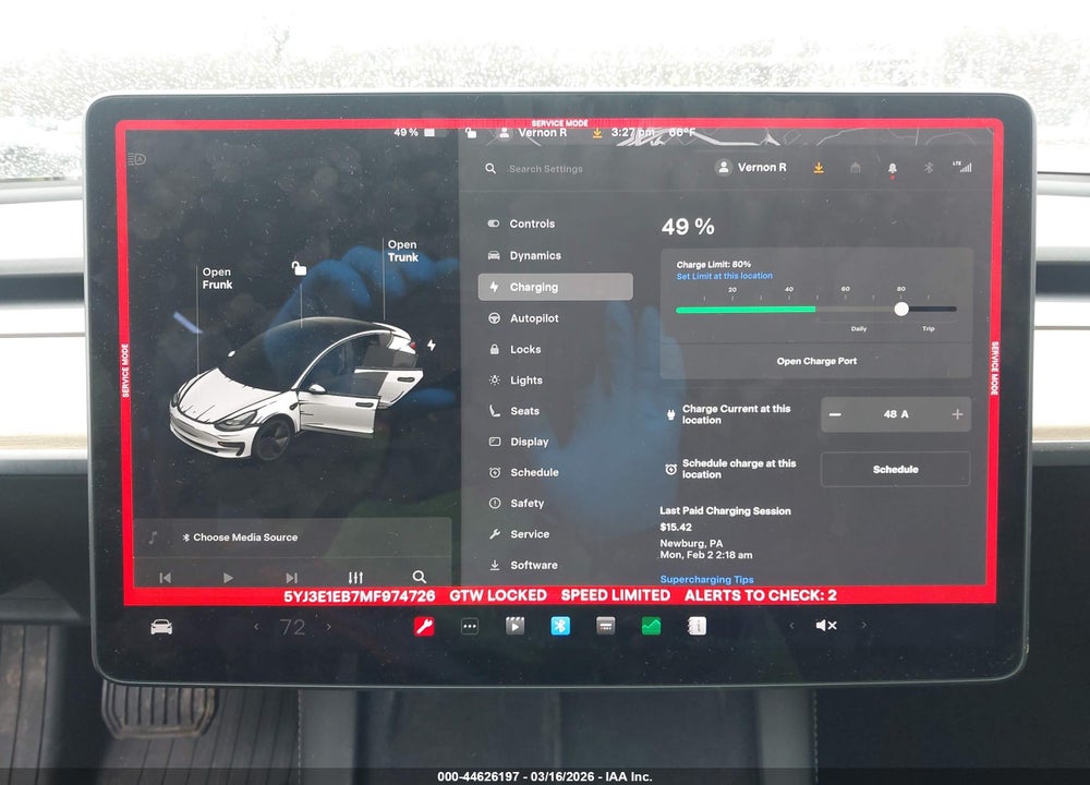 2021 TESLA MODEL 3 LONG RANGE DUAL MOTOR ALL-WHEEL DRIVE VIN: 5YJ3E1EB7MF974726