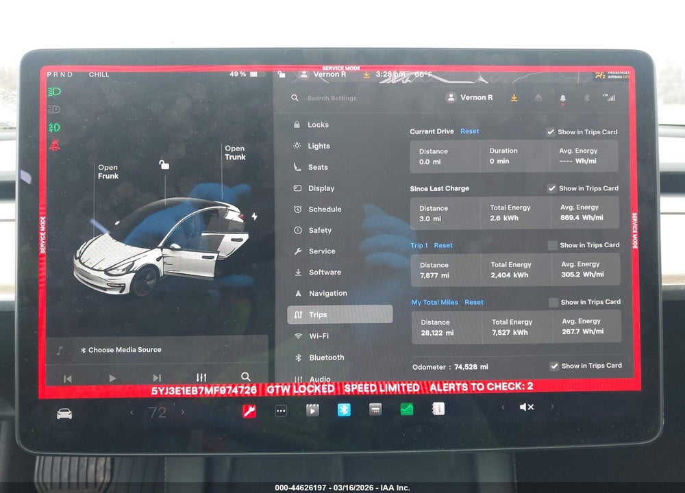 2021 TESLA MODEL 3 LONG RANGE DUAL MOTOR ALL-WHEEL DRIVE VIN: 5YJ3E1EB7MF974726