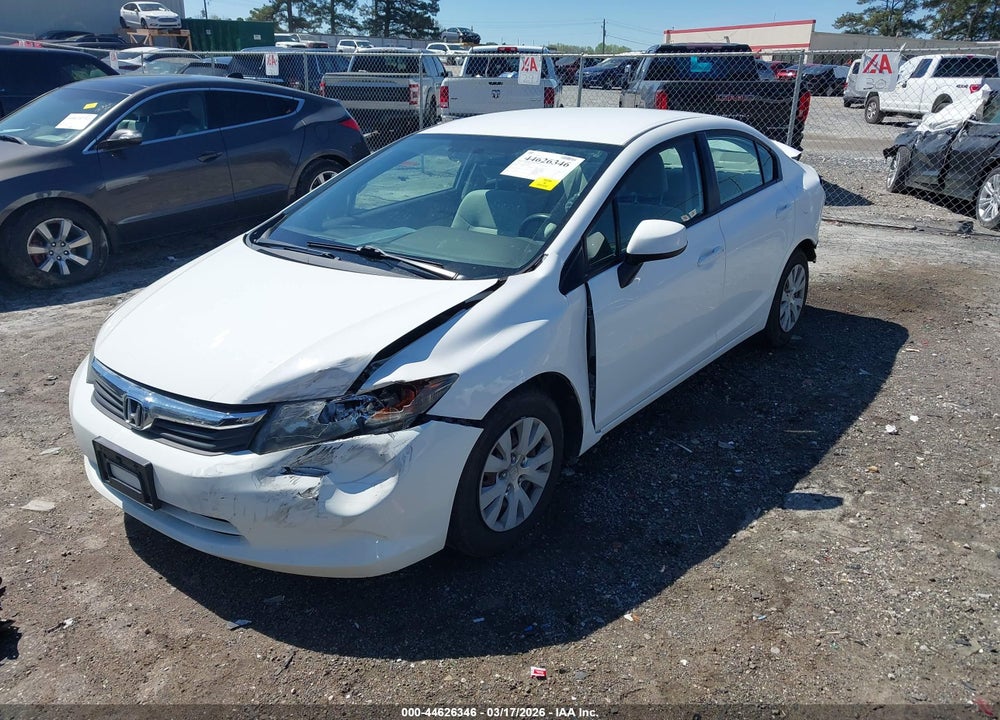 2012 HONDA CIVIC LX VIN: 19XFB2F59CE391437