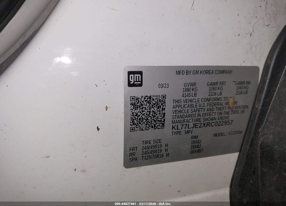 2024 CHEVROLET TRAX FWD 2RS VIN: KL77LJE2XRC022957