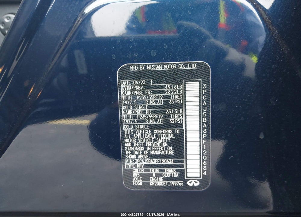 2023 INFINITI QX50 LUXE VIN: 3PCAJ5BA3PF120634