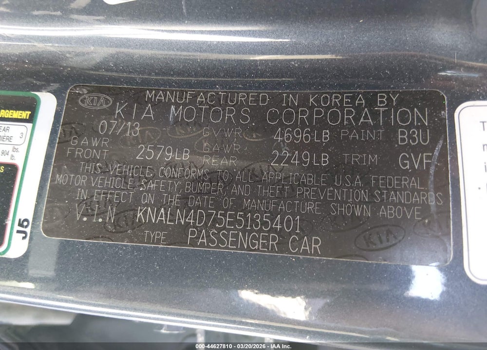2014 KIA CADENZA PREMIUM VIN: KNALN4D75E5135401