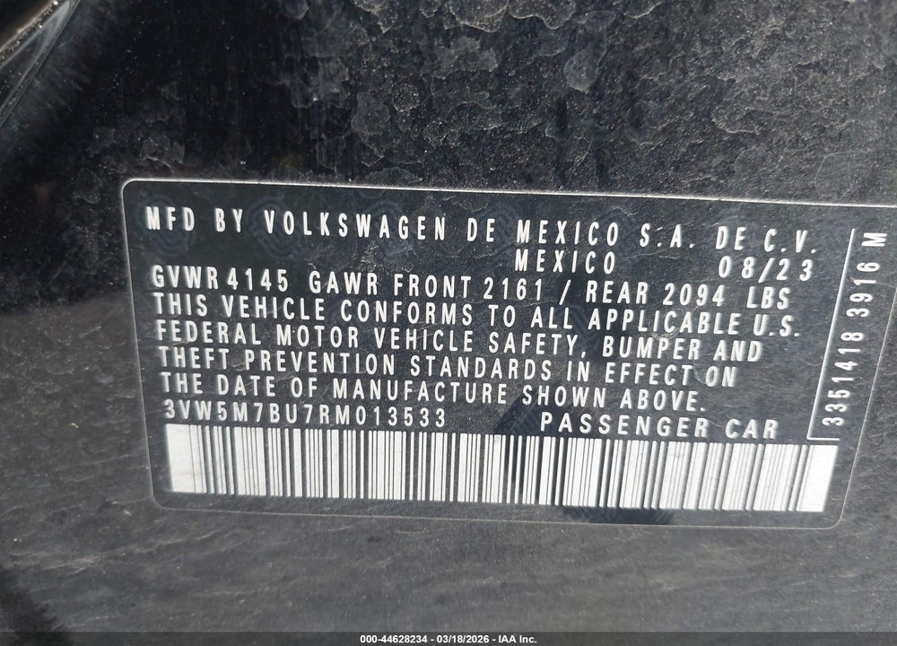 2024 VOLKSWAGEN JETTA 1.5T S VIN: 3VW5M7BU7RM013533