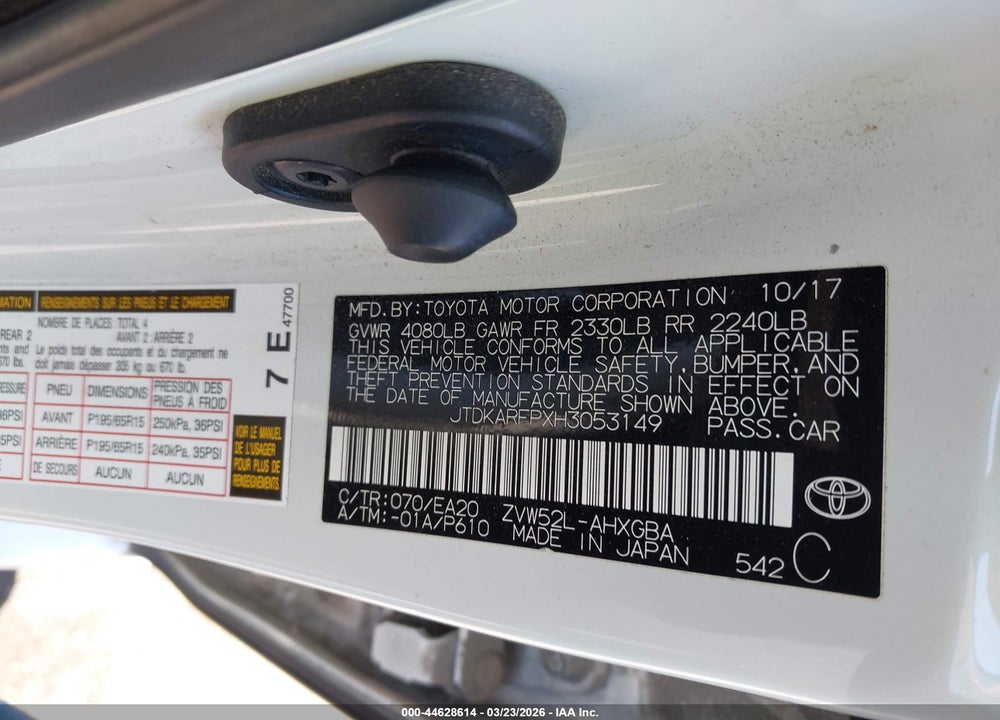 2017 TOYOTA PRIUS PRIME PREMIUM VIN: JTDKARFPXH3053149