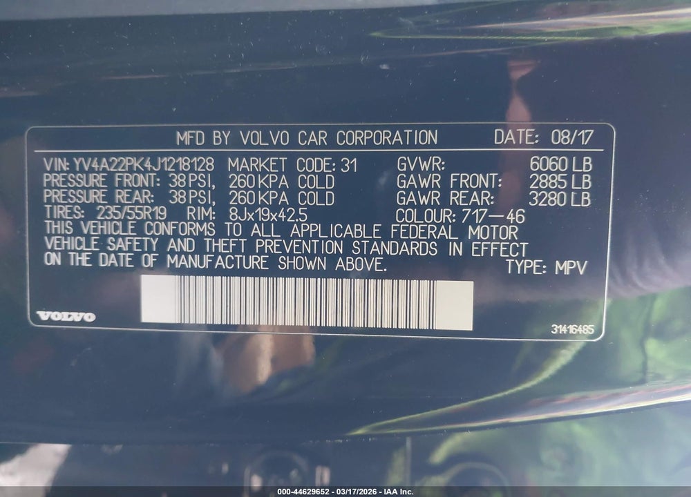 2018 VOLVO XC90 T6 MOMENTUM VIN: YV4A22PK4J1218128