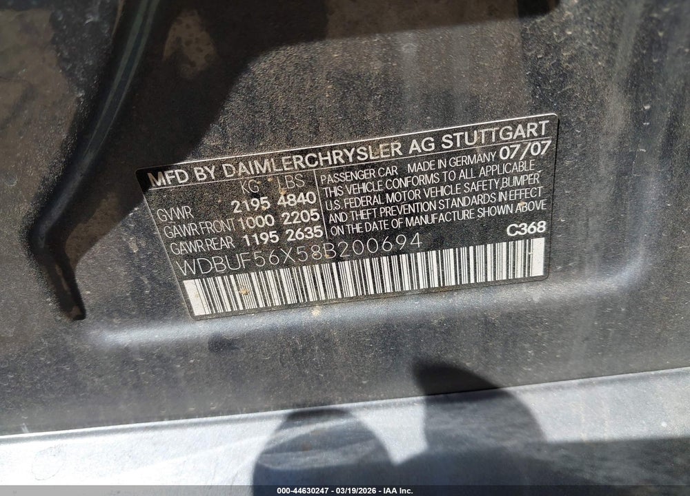 2008 MERCEDES-BENZ E 350 VIN: WDBUF56X58B200694