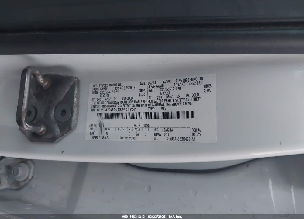 2014 FORD ESCAPE SE VIN: 1FMCU9G94EUA31757
