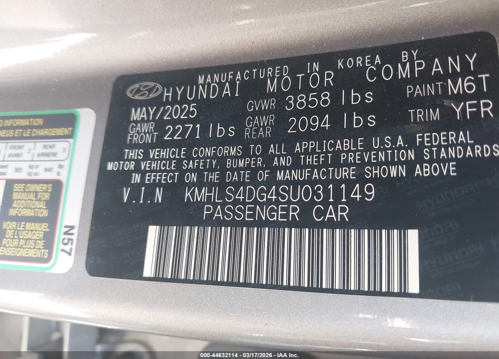 2025 HYUNDAI ELANTRA SEL CONVENIENCE VIN: KMHLS4DG4SU031149