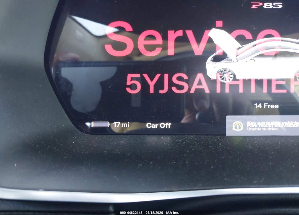 2014 TESLA MODEL S P85 VIN: 5YJSA1H11EFP56129