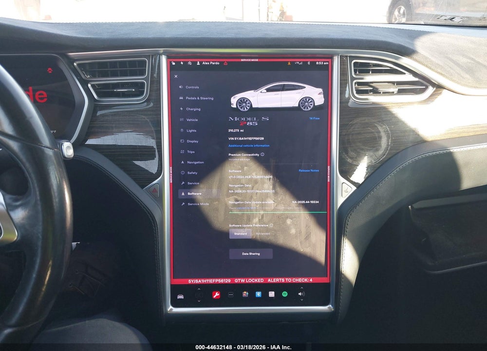 2014 TESLA MODEL S P85 VIN: 5YJSA1H11EFP56129